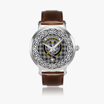 Glendinning Scottish Clan Tartan Crest Badge Silver Automatic Watch Size 46mm