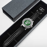 Scottish Arthur Clan Tartan Crest Badge Silver Automatic Watch Size 46mm