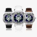 Lambie Scottish Clan Tartan Crest Badge Silver Automatic Watch Size 46mm