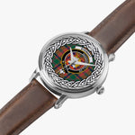Stewart (of Appin) Scottish Clan Tartan Crest Badge Silver Automatic Watch Size 46mm