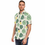 Men Hawaiian Shirt Abstract Tropical seamless pattern with Palm Leaf Men Short Sleeve Shirt
