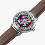 Haldane Scottish Clan Tartan Crest Badge Silver Automatic Watch Size 46mm