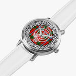 Scottish Drummond Clan Tartan Crest Badge Silver Automatic Watch Size 46mm