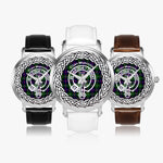 Scottish Malcolm Clan Tartan Crest Badge Silver Automatic Watch Size 46mm