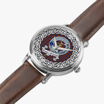 Fraser of Lovat Scottish Clan Tartan Crest Badge Silver Automatic Watch Size 46mm
