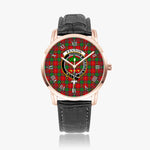 Scottish Fenton Family Crest Quartz Watch With Leather Strap - Tartan Watch Instafamous Quartz Leather Strap Plaid Watch