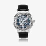 Scottish Napier Clan Tartan Crest Badge Silver Automatic Watch Size 46mm