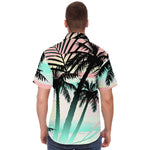 Men Hawaiian Shirt Black palms at sunset Men Short Sleeve Shirt
