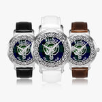 Fisher Scottish Clan Tartan Crest Badge Silver Automatic Watch Size 46mm