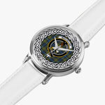 MacLellan Scottish Clan Tartan Crest Badge Silver Automatic Watch Size 46mm