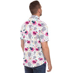 Men Hawaiian Shirt Flamingos and Tropical Flowers Hawaiian Men Short Sleeve Shirt