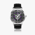 Clan MacNeil Crest & Tartan Knot Sterling Silver Unisex Automatic Watch (Silver) Size 46mm