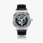 Malcolm Scottish Clan Tartan Crest Badge Old Silver Automatic Watch Size 46mm
