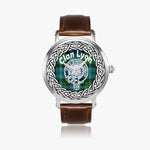 Scottish Lyon Clan Tartan Crest Badge Silver Automatic Watch Size 46mm