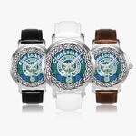 Lockhart Scottish Clan Tartan Crest Badge Old Silver Automatic Watch Size 46mm