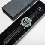 Scottish Gunn Ancient Clan Tartan Crest Badge Silver Automatic Watch Size 46mm