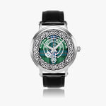 Scottish Armstrong Clan Tartan Crest Badge Silver Automatic Watch Size 46mm