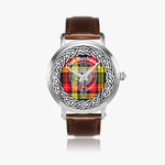 Scottish Buchanan Clan Tartan Crest Badge Silver Automatic Watch Size 46mm