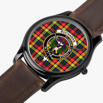 Scottish Buchanan Modern 2 Watch Tartan Crest Leather Strap Classic Plaid Watch
