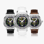 Monteith Scottish Clan Tartan Crest Badge Silver Automatic Watch Size 46mm