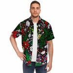 Men Hawaiian Shirt Festive Vintage Christmas Botanical Forest Hawaiian Men Short Sleeve Shirt