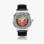 Scottish Burnett Clan Tartan Crest Badge Silver Automatic Watch Size 46mm