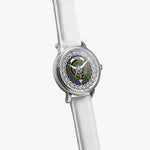 Strang (or Strange) Scottish Clan Tartan Crest Badge Silver Automatic Watch Size 46mm