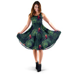 Hawaii Tropical Monstera Leaf Green Midi Dress - Hawaii Dress