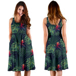 Hawaii Tropical Monstera Leaf Green Midi Dress - Hawaii Dress