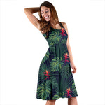 Hawaii Tropical Monstera Leaf Green Midi Dress - Hawaii Dress