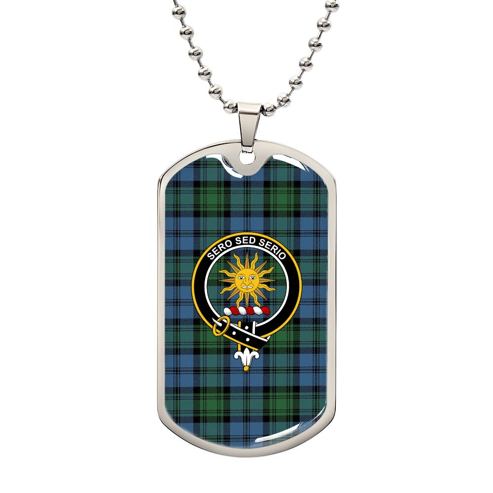 Scottish Kerr Hunting Ancient Clan Tartan Dog Tag Necklace - Crest Classic