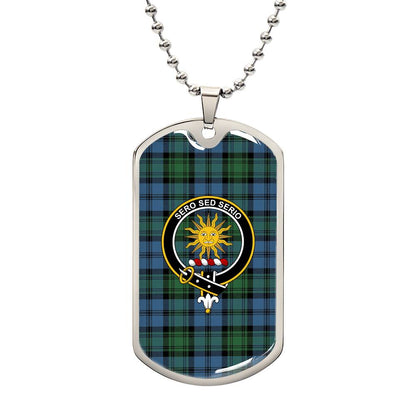 Scottish Kerr Hunting Ancient Clan Tartan Dog Tag Necklace - Crest Classic