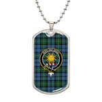 Scottish Kerr Hunting Ancient Clan Tartan Dog Tag Necklace - Crest Classic