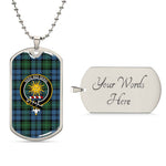 Scottish Kerr Hunting Ancient Clan Tartan Dog Tag Necklace - Crest Classic