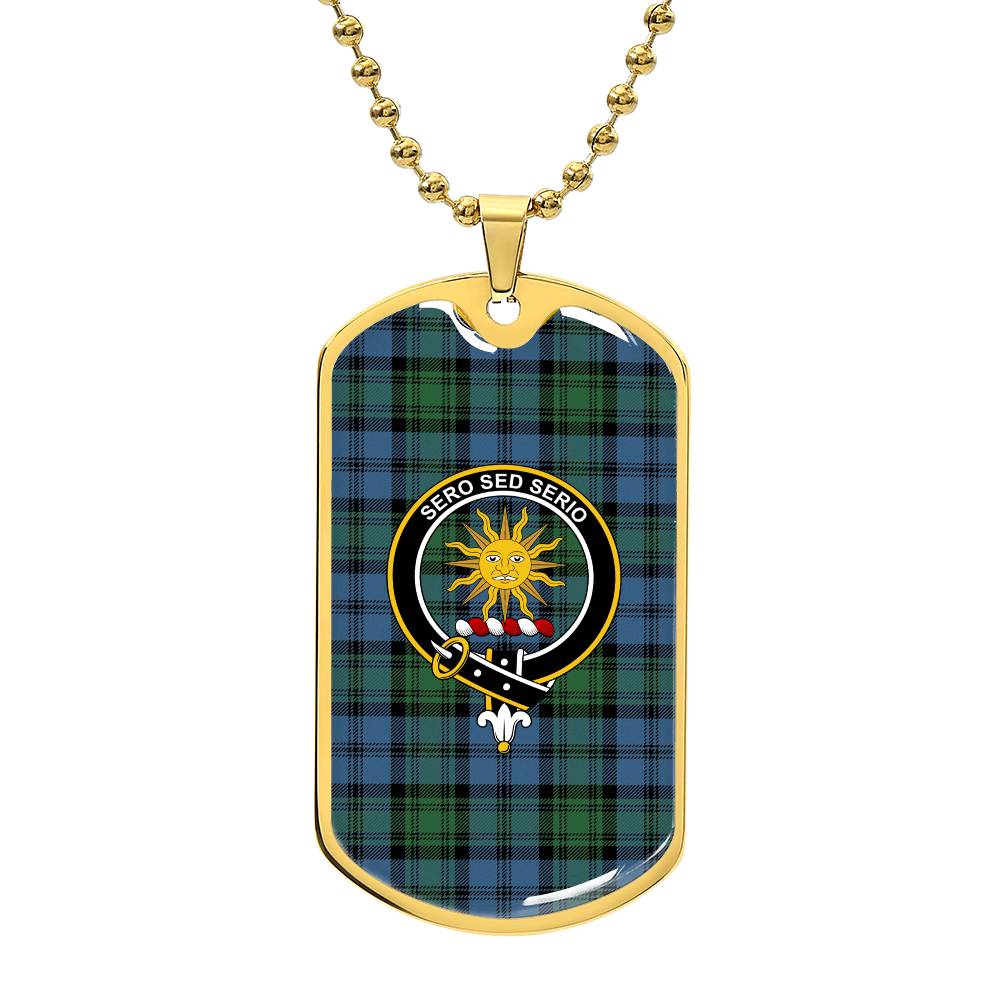 Scottish Kerr Hunting Ancient Clan Tartan Dog Tag Necklace - Crest Classic