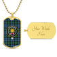 Scottish Kerr Hunting Ancient Clan Tartan Dog Tag Necklace - Crest Classic