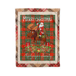 Personalized Gift Plaid Tartan Blanket Clan MacGregor Ancient With Moose Lover Xmas Gift Santa Riding Christmas Fleece Blanket