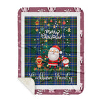Personalized Gift Tartan Plaid Blanket Clan Cockburn Ancient With Funny Santa Snowman Reindeer Merry Christmas Gift Sherpa Blanket, blue plaid sherpa blanket,blue tartan sherpa blanket,Buchan,buffalo plaid sherpa blanket,christmas sherpa blanket,Christmas Throw Blanket