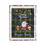 Personalized Gift Tartan Plaid Blanket Clan Ferguson With Funny Santa Snowman Reindeer Merry Christmas Fleece Blanket, Home Living Room, Plaid Blanket, Tartan Blanket, Scottish Blanket, Buffalo fleece blanket, Christmas Blanket