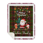 Personalized Gift Tartan Plaid Blanket Clan Buchan With Funny Santa Snowman Reindeer Merry Christmas Gift Sherpa Blanket, blue plaid sherpa blanket,blue tartan sherpa blanket,Buchan,buffalo plaid sherpa blanket,christmas sherpa blanket,Christmas Throw Blanket