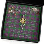 To My Beautiful Soulmate Sunflower Necklace In Your Eyes I Have Found My Home Clan Logan Tartan Jewelry For Girlfriend, Tartan Sunflower Pendant Necklace, Scottish Tartan Jewelry, valentine necklace, necklace girlfriend, necklace for wife, cute necklaces for girlfriend, jewelry for girlfriend, to my soulmate necklace, to my future wife necklace