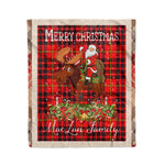 Personalized Gift Plaid Tartan Blanket Clan MacLan With Moose Lover Xmas Gift Santa Riding Christmas Fleece Blanket