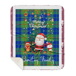 Personalized Gift Tartan Plaid Blanket Clan Barclay Hunting With Funny Santa Snowman Reindeer Merry Christmas Gift Sherpa Blanket, blue plaid sherpa blanket,blue tartan sherpa blanket,Buchan,buffalo plaid sherpa blanket,christmas sherpa blanket,Christmas Throw Blanket