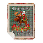 Personalized Gift Plaid Tartan Blanket Clan Craig With Moose Lover Xmas Gift Santa Riding Buffalo Plaid Christmas Sherpa Blanket
