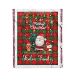 Personalized Gift Tartan Plaid Blanket Clan Fenton With Funny Santa Snowman Reindeer Merry Christmas Fleece Blanket, Home Living Room, Plaid Blanket, Tartan Blanket, Scottish Blanket, Buffalo fleece blanket, Christmas Blanket