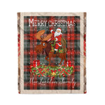 Personalized Gift Plaid Tartan Blanket Clan MacLachlan Weathered With Moose Lover Xmas Gift Santa Riding Christmas Fleece Blanket