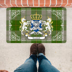 Doormat - Welcome Mat Scottish Cunningham Dress Green Dancers Clan Badge Tartan Door Mat, Plaid Doormat