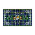 Doormat - Welcome Mat Scottish Clan Badge Campbell Argyll Ancient Tartan Door Mat, Plaid Doormat With Thistle and Two Lion Scottish
