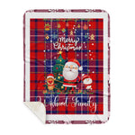 Personalized Gift Tartan Plaid Blanket Clan Wishart With Funny Santa Snowman Reindeer Merry Christmas Gift Sherpa Blanket, blue plaid sherpa blanket,blue tartan sherpa blanket,Buchan,buffalo plaid sherpa blanket,christmas sherpa blanket,Christmas Throw Blanket