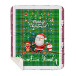 Personalized Gift Tartan Plaid Blanket Clan Cranstoun Ancient With Funny Santa Snowman Reindeer Merry Christmas Gift Sherpa Blanket, blue plaid sherpa blanket,blue tartan sherpa blanket,Buchan,buffalo plaid sherpa blanket,christmas sherpa blanket,Christmas Throw Blanket